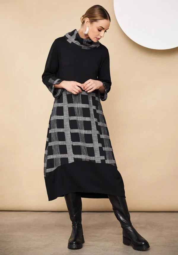 NAYA Black and Grey Check Dress - Image 5