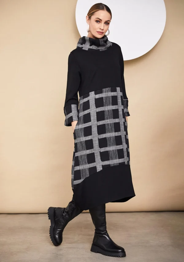 NAYA Black and Grey Check Dress